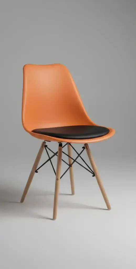 Simpson Chair with Cushion Orange with Black seat